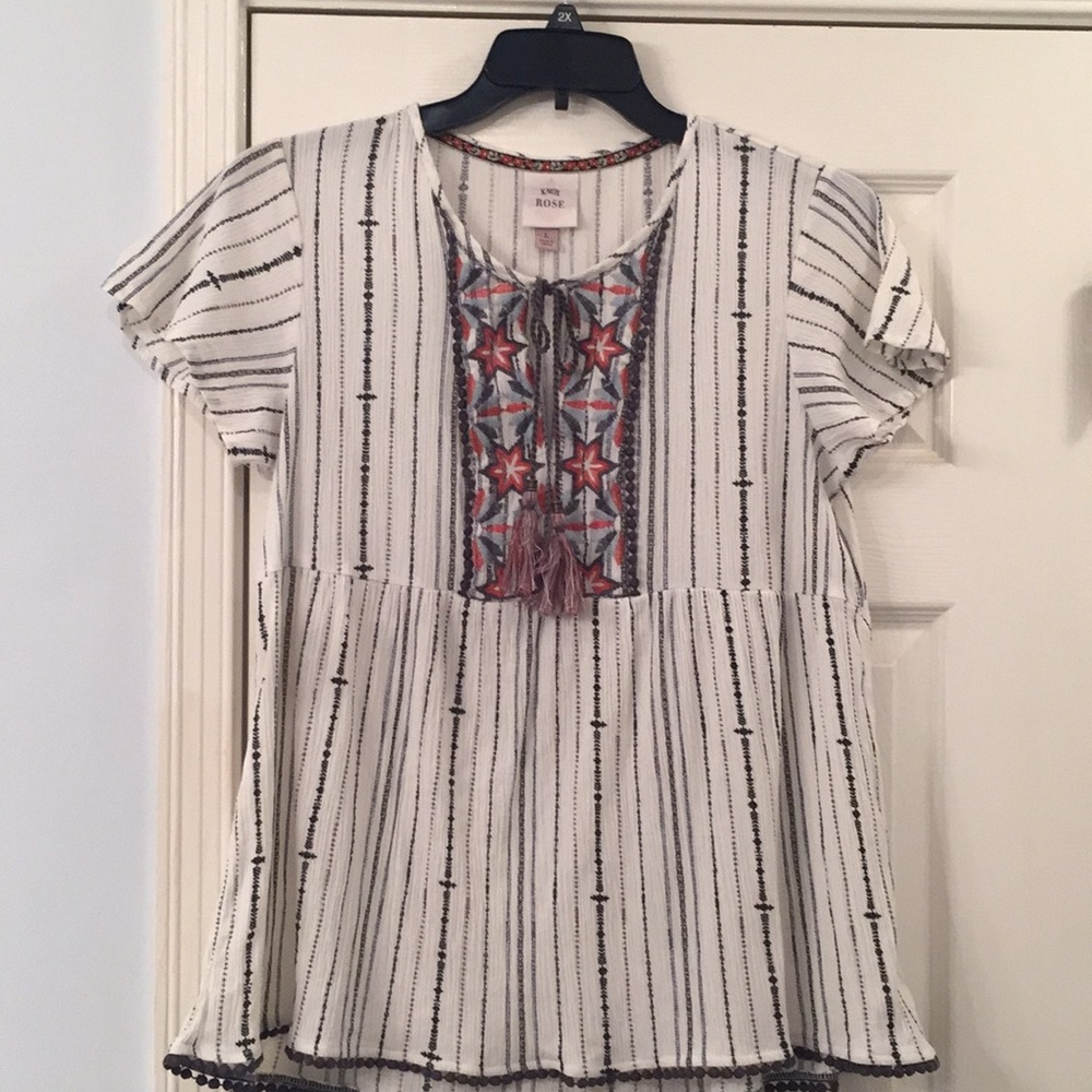 Ladies Empire Tie Neck Top